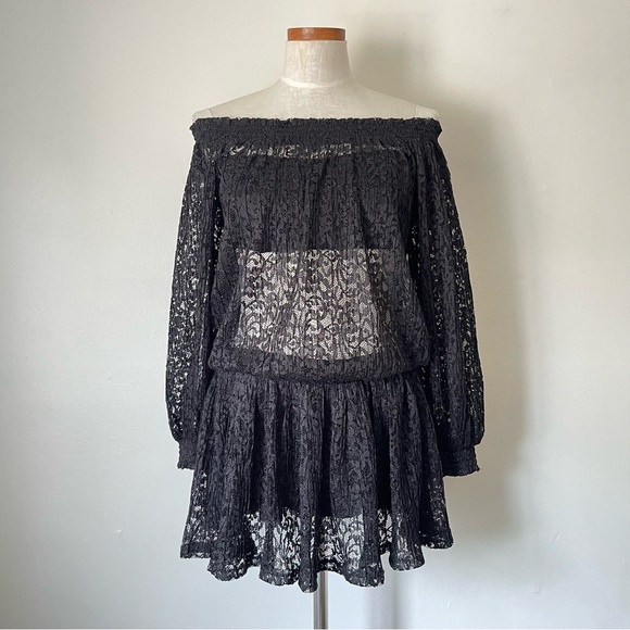 Free People black Lace Carina Meadow Mini Dress set size Small NwT - Picture 1 of 10